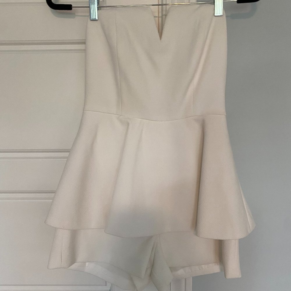 White V-Neck Strapless Romper